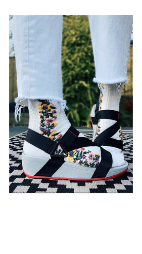 Floral Socks - White