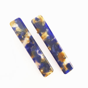 Set of two Perspex hair clips - Blue Mix