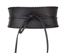 Load image into Gallery viewer, Black Faux Leather Obi Belt