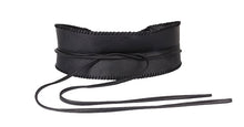 Load image into Gallery viewer, Black Faux Leather Obi Belt