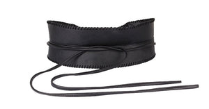 Black Faux Leather Obi Belt