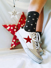 Load image into Gallery viewer, Polka Glitter Socks - Gunmetal or Silver