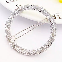 Load image into Gallery viewer, Large Crystal Round Hair Clip - Silver