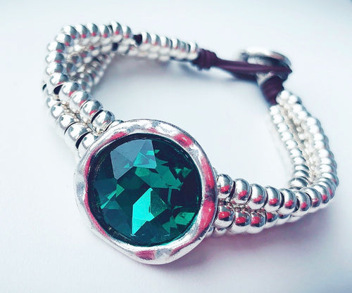 Silver / Emerald Stone Bracelet