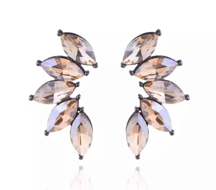 Crystal Crescent Earrings - Champagne