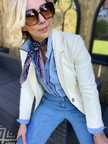 Crinkle Scarf - Blue Stripe