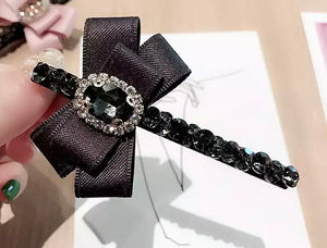 Bow Sparkle Hair Clip - Grey