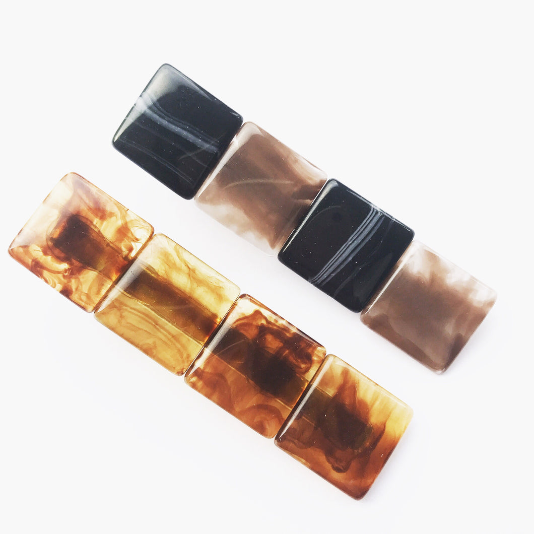 Set of two Perspex hair clips - Black/Multi