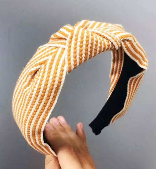 Stripe Headband - Yellow/Ecru
