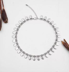 Antique Silver Oval Drop Necklace