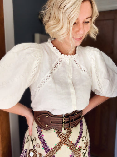 Double Buckle Wide Belt - Brown