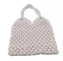 Load image into Gallery viewer, Mesh Cotton Macrame Woven Bag - Off White