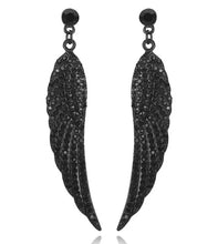 Load image into Gallery viewer, Black Sparkle Angel Wing Earrings