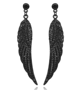 Black Sparkle Angel Wing Earrings