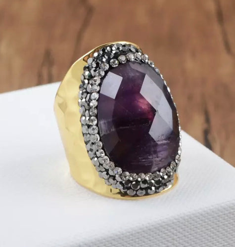 Cocktail Rings - Amethyst, Laborite & Crysoprases