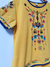 Load image into Gallery viewer, Preloved &amp; Vintage - Vintage mustard embroidered pop over blouse