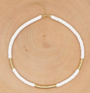 Disc Necklace - White/Gold, Black/Gold & Turquoise/Gold