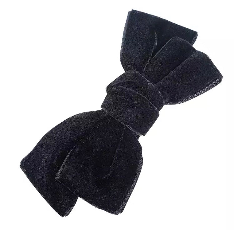 Velvet Bow Barette - Black
