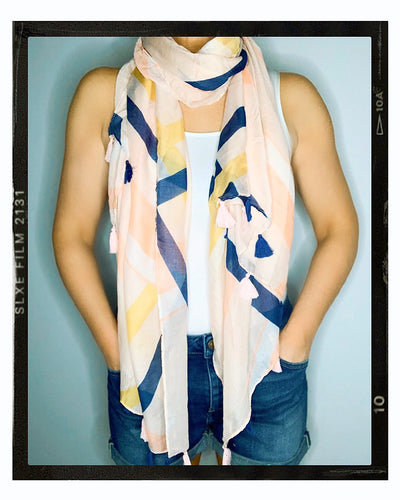 Summer Scarf/Sarong - Fuzzy Peach Check Print