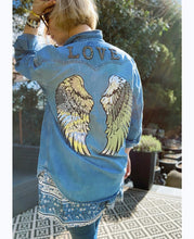 Load image into Gallery viewer, Rose Mae Reworked - SHOW SOME LOVE Denim Shacket