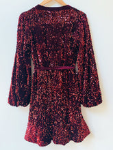Load image into Gallery viewer, Preloved &amp; Vintage - Love &amp; Roses Velvet Sequin Dress - Dark Red