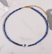 Load image into Gallery viewer, Evil Eye Dark Blue Necklace