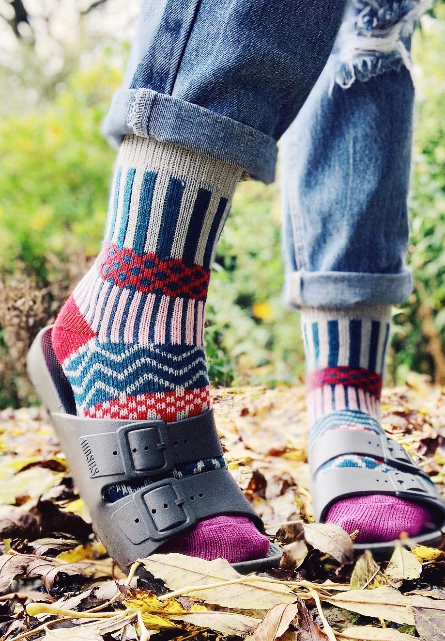 Argyle Socks - Red/Green/Grey