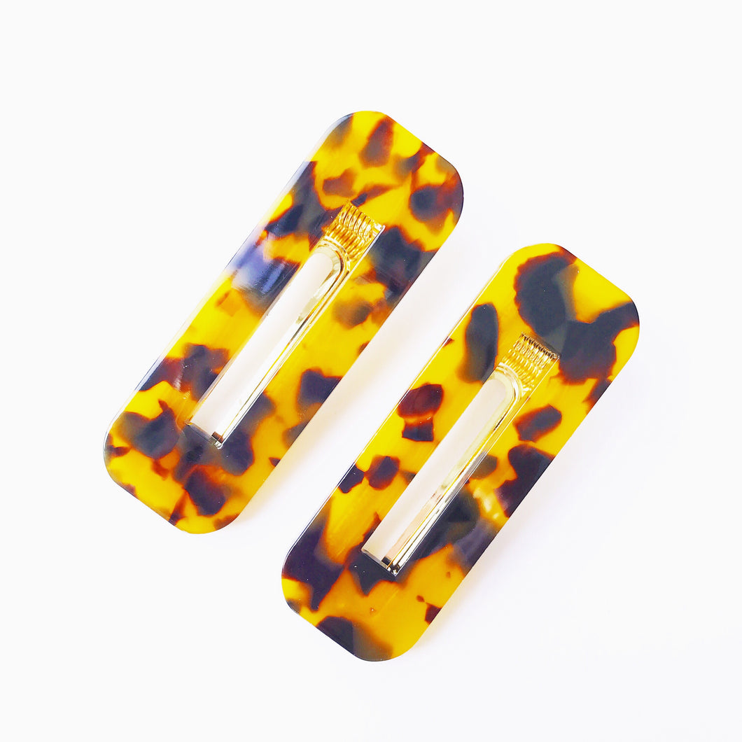 Set of two Perspex hair clips - Tortoise Shell
