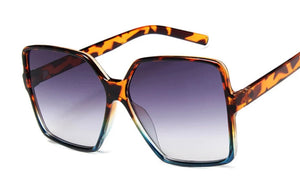 Oversized Square Sunglasses - Blue Leopard