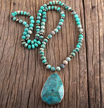 Load image into Gallery viewer, Natural Turquoise Stone Long Necklace