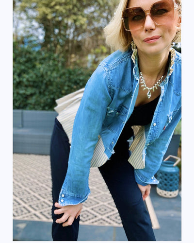Boho Silver/Leather Necklace - Smoke Grey