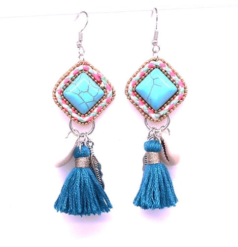 Boho Turquoise Stone Earrings(Was £12.50 Now £7)