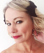 Load image into Gallery viewer, Enamel Heart Hoop Earrings - Black/Gold