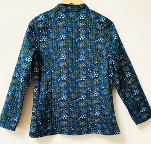 Preloved & Vintage - Quilted Vintage Blue Ditsy print Jacket