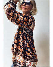 Load image into Gallery viewer, Boho Blouse/Tunic - Black/Orange Mix