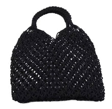 Load image into Gallery viewer, Mesh Cotton Macrame Woven Bag - Black
