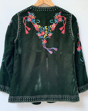 Load image into Gallery viewer, Preloved &amp; Vintage - Dark Green Velvet Embroidered Jacket