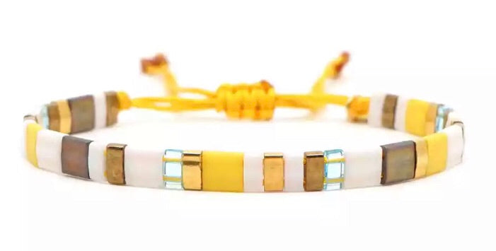 Block Bracelet - Yellow/White/Bronze