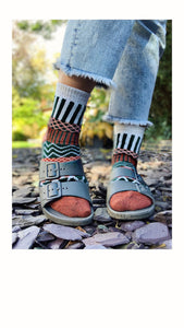 Argyle Socks - Green/White/Rust
