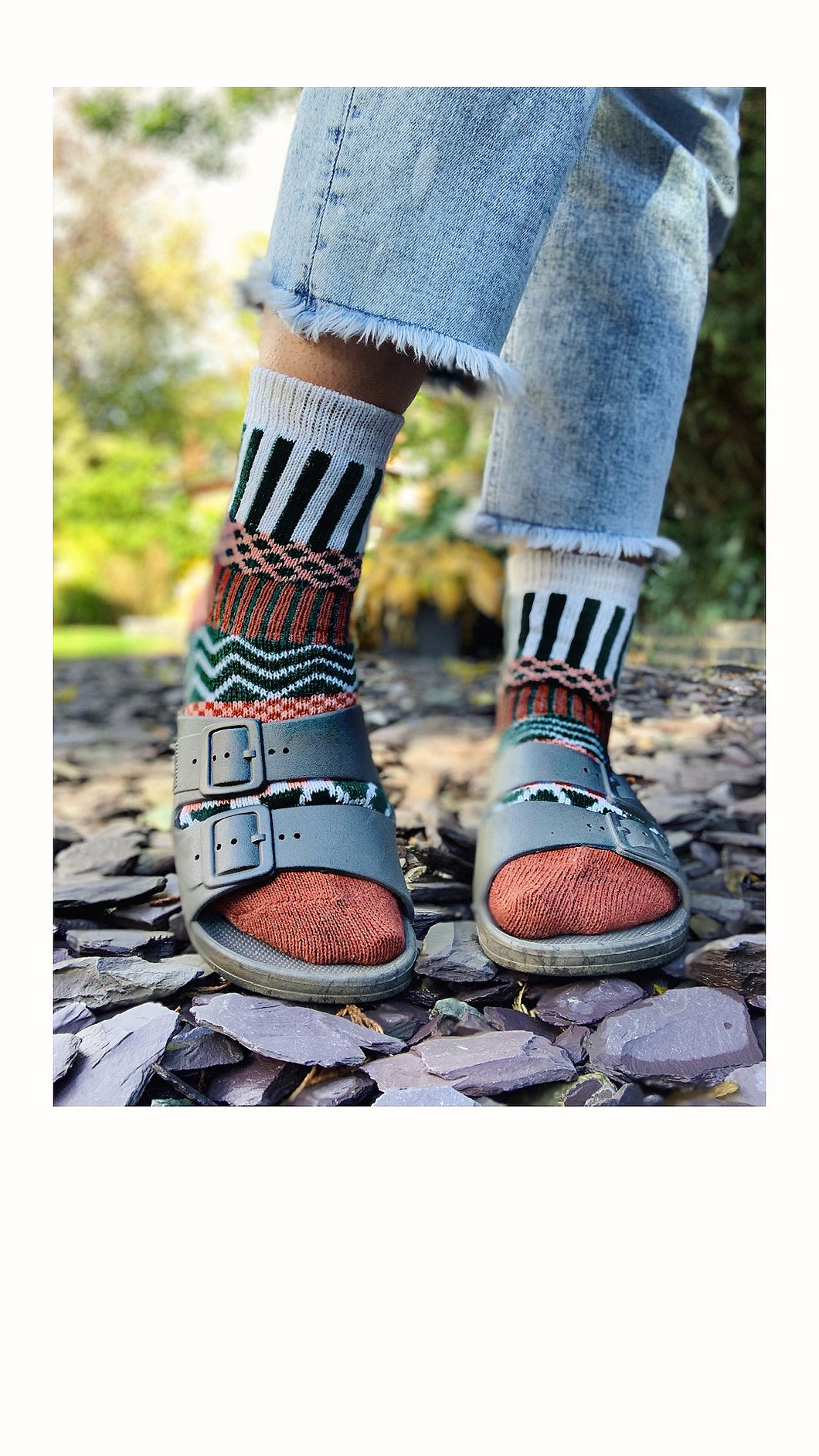 Argyle Socks - Green/White/Rust