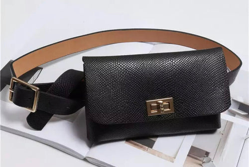 Belt Bag - Black Mock Snake Skin