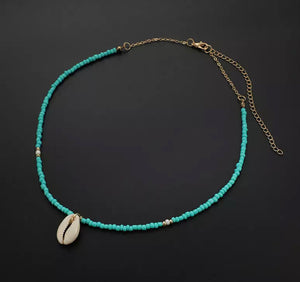Cowrie Shell Necklace - Turquoise