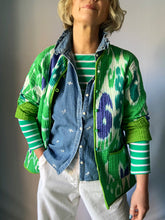 Load image into Gallery viewer, Preloved &amp; Vintage - Ikat Boho Quilted Jacket - Green/Blue