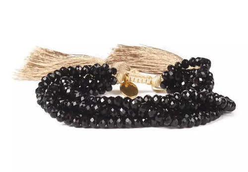 Beaded Jet Bracelet - Black/Gold