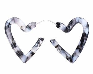 Perspex Heart Earrings - Grey (Was £6.95 Now £4.50)