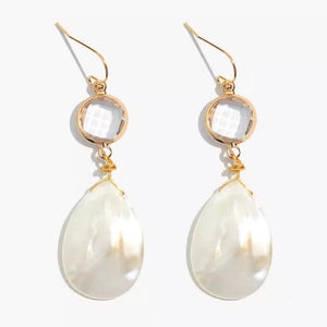 Shell and Crystal Drop Earrings