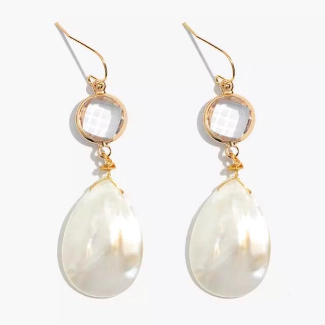 Shell and Crystal Drop Earrings