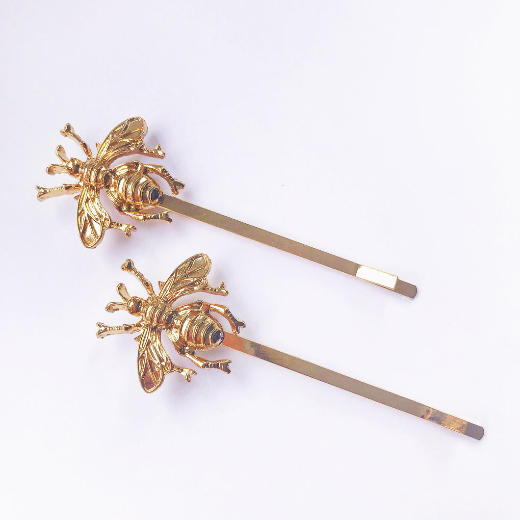 Bee Hair Clips - Gold