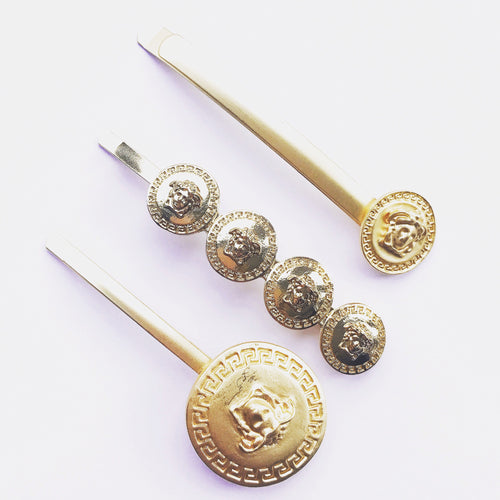 Medusa Coin Hair Clips - Set of three