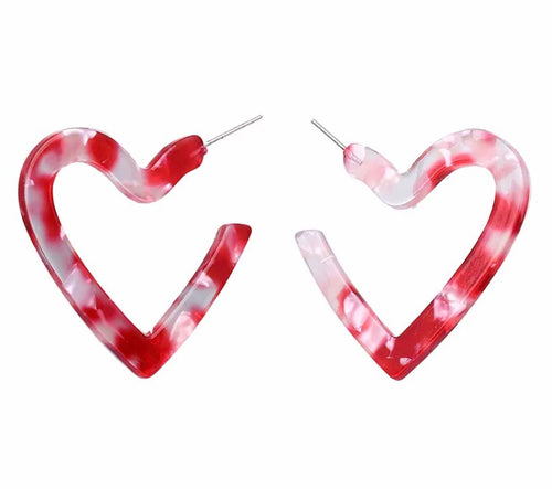 Perspex Heart Earrings - Red (Was £6.95 Now £4.50)